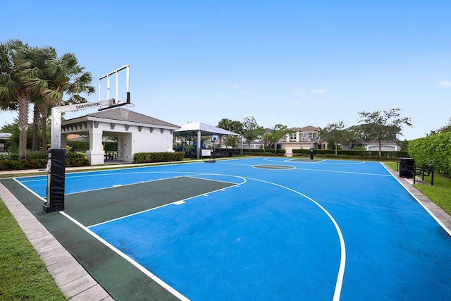 view of sport court featuring community basketball court and a gazebo