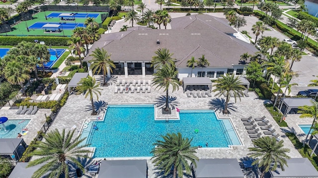 view of swimming pool with a patio area