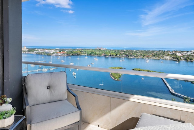 balcony with a water view