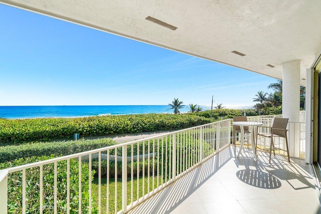 balcony with a water view