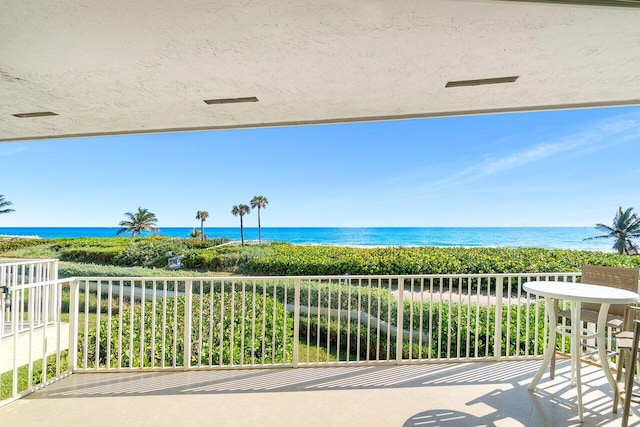 balcony with a water view