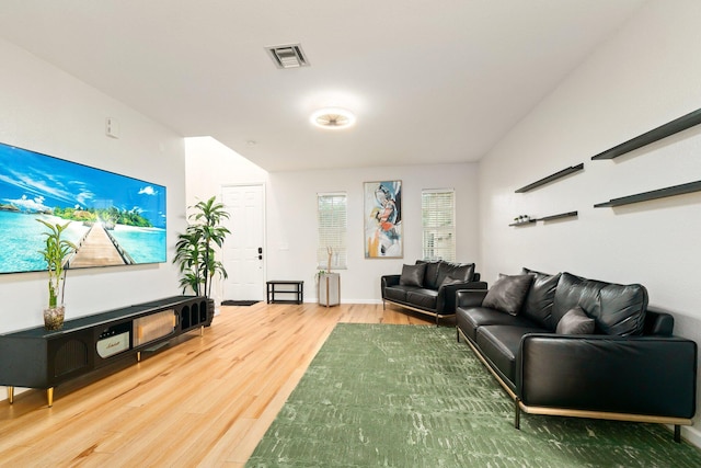 living room with hardwood / wood-style flooring