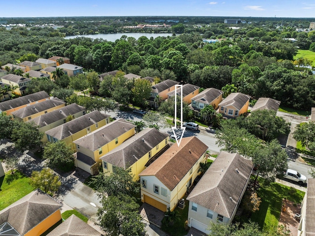 bird's eye view featuring a water view