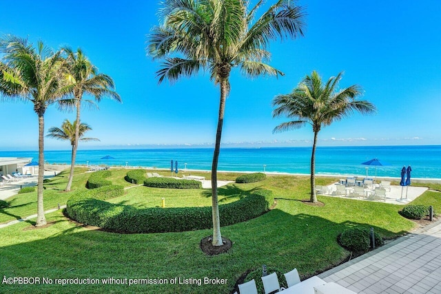 view of water feature featuring a beach view