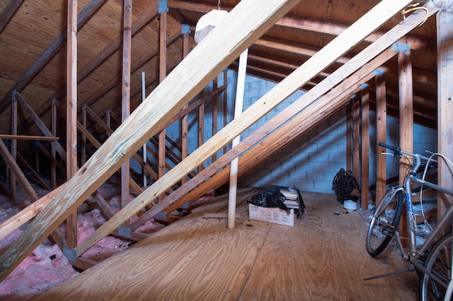 view of unfinished attic