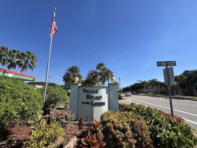 view of community sign