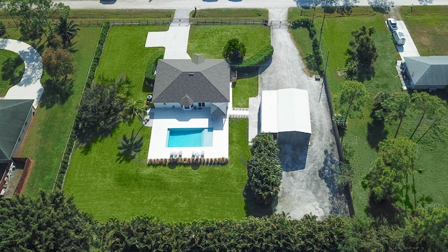 drone / aerial view with a rural view