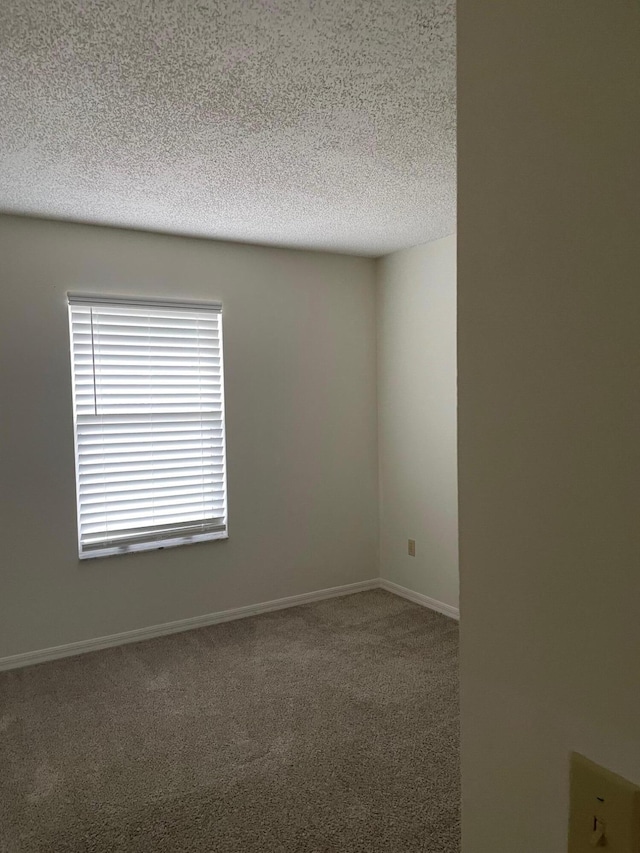 unfurnished room featuring carpet floors and a textured ceiling