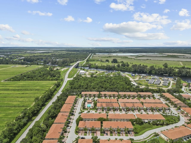 bird's eye view with a rural view and a water view