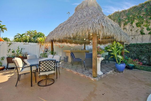 view of patio / terrace with a bar