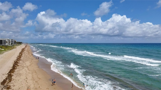 property view of water featuring a view of the beach