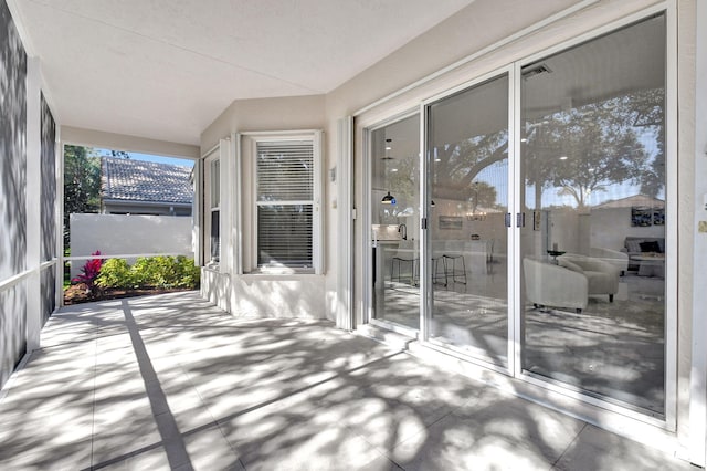 view of unfurnished sunroom