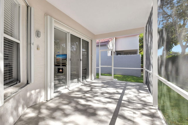 view of unfurnished sunroom