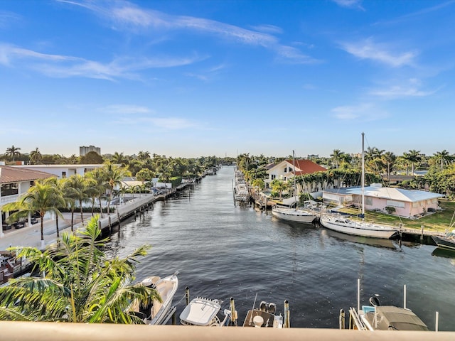 view of dock featuring a water view