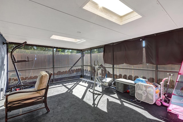 sunroom / solarium with a skylight