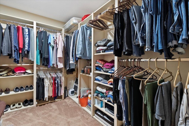 spacious closet with carpet flooring