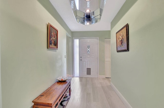 foyer with light wood-type flooring