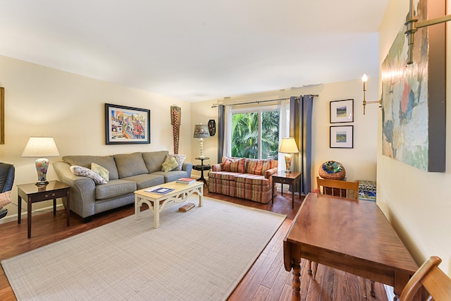 living room with wood-type flooring