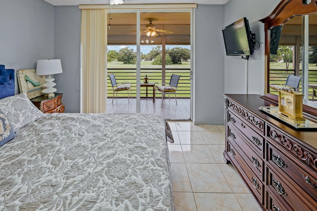 bedroom with light tile patterned flooring