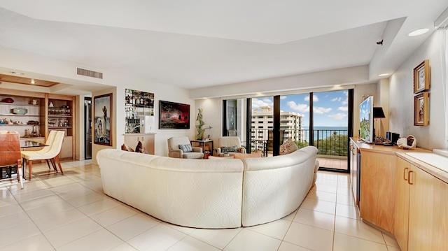 view of tiled living room