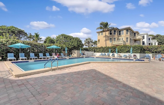 view of pool featuring a patio area