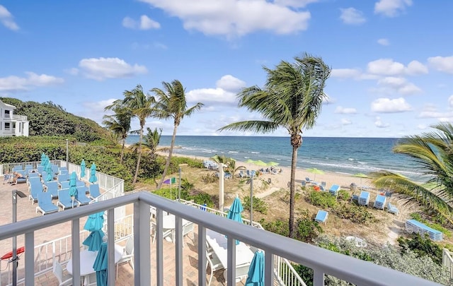 view of water feature with a view of the beach