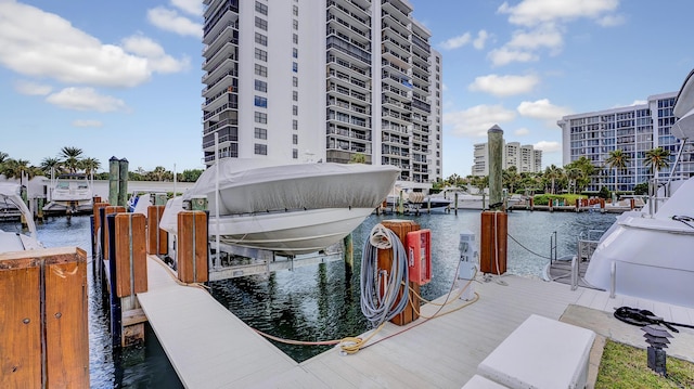 dock area featuring a water view