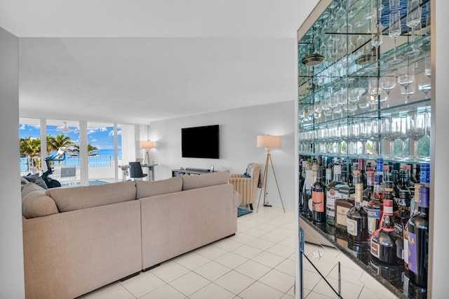 view of tiled living room