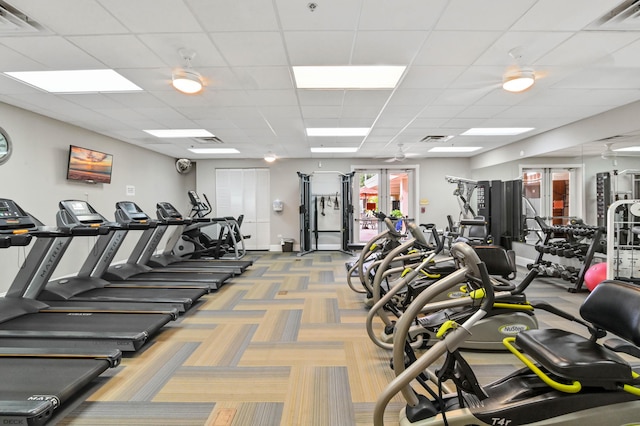 7708 Cherry Blossom Way, Boynton Beach, FL 33437 - gym featuring carpet floors and a drop ceiling