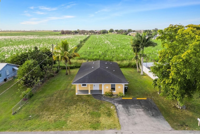 drone / aerial view with a rural view