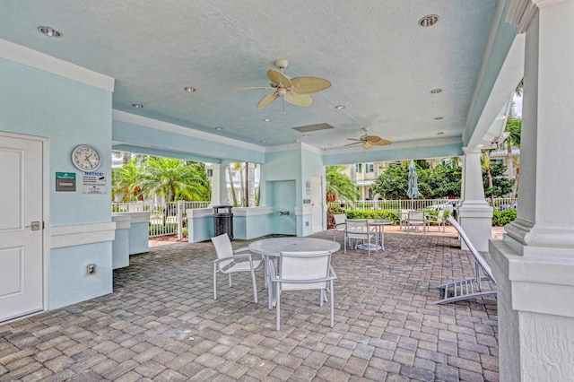 view of patio / terrace featuring ceiling fan