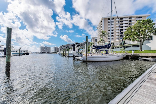 dock area featuring a water view