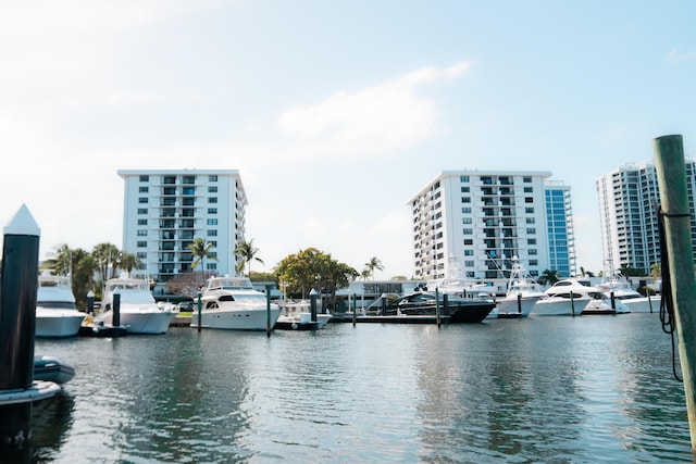 view of water feature featuring a boat dock