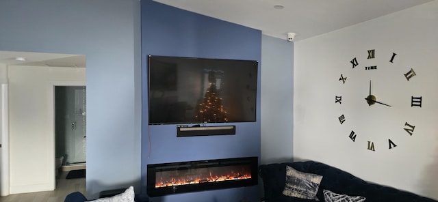 living room with hardwood / wood-style flooring