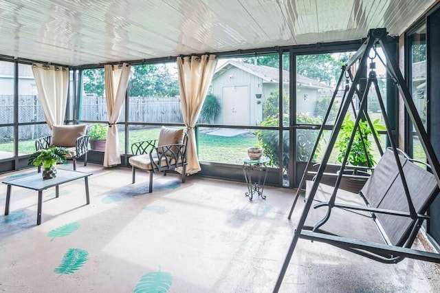 view of unfurnished sunroom