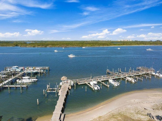 view of water feature featuring a boat dock