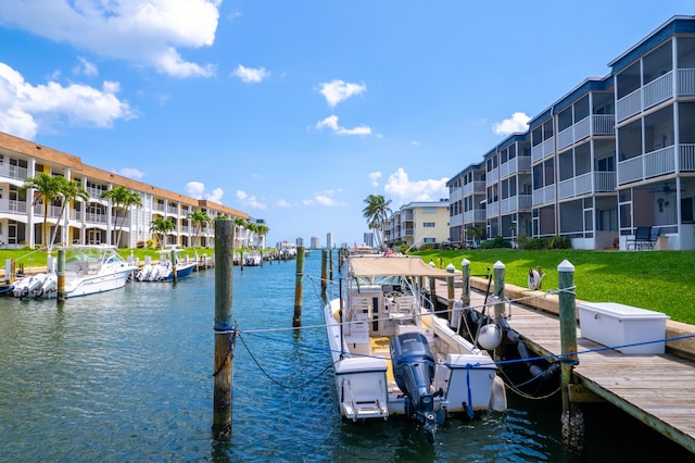 dock area featuring a water view