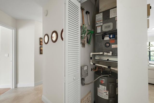 utility room with electric water heater