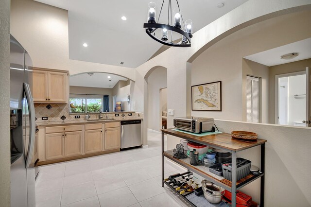 dining area featuring light tile patterned flooring