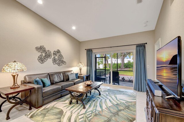 dining space with light tile patterned floors