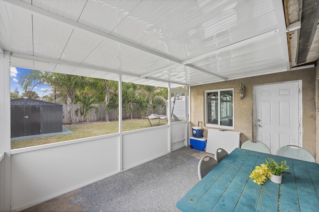 view of unfurnished sunroom