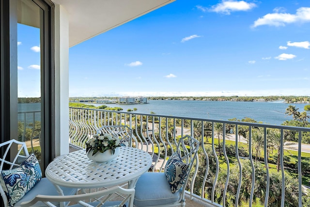 balcony with a water view