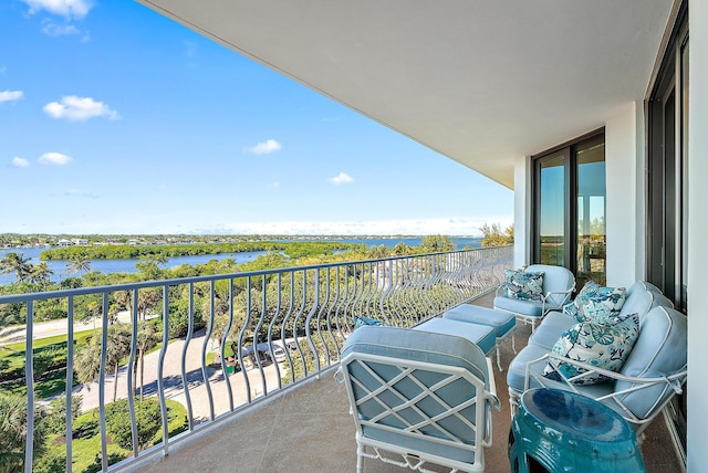 balcony with a water view