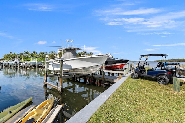 dock area featuring a water view