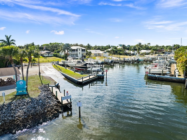 dock area featuring a water view