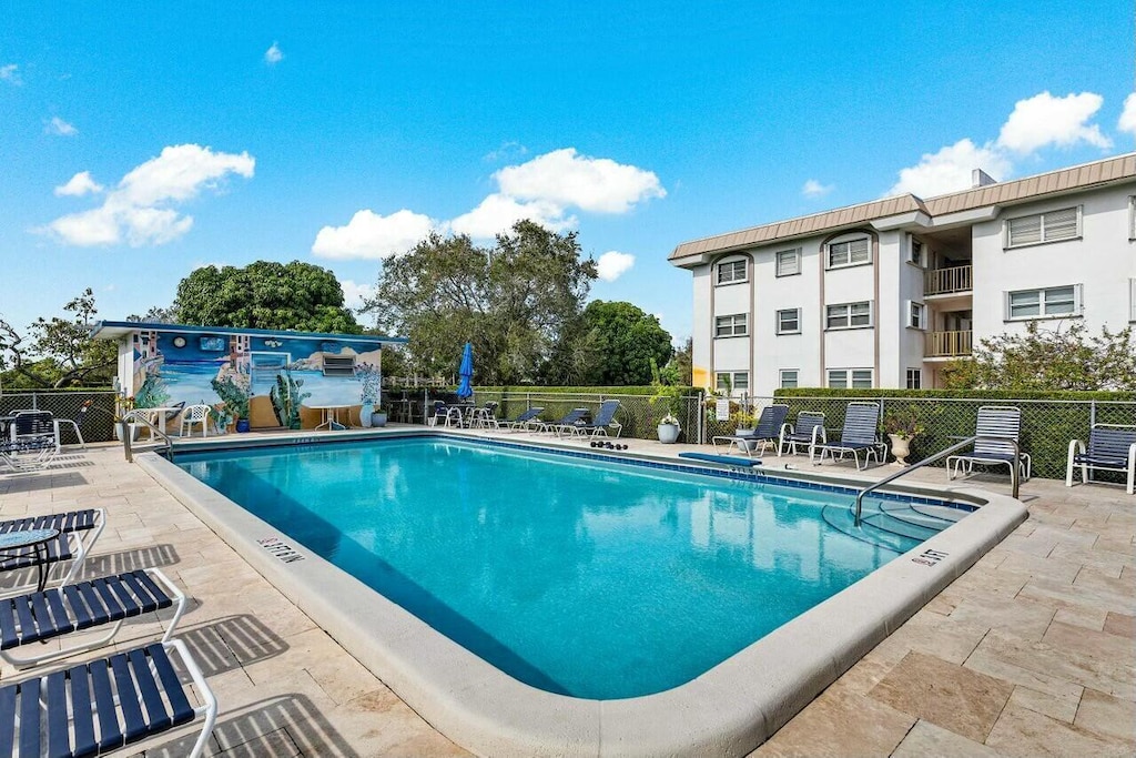 view of pool featuring a patio