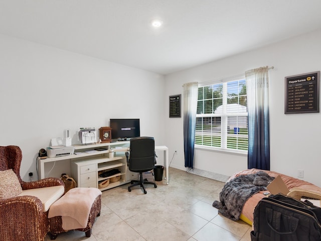 view of tiled home office