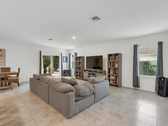 view of tiled living room