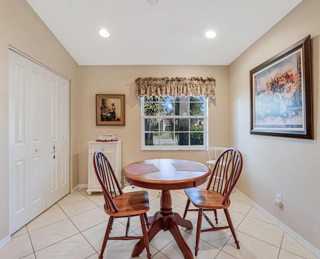 view of tiled dining space