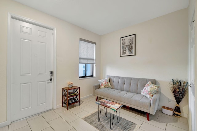 living room with light tile patterned floors